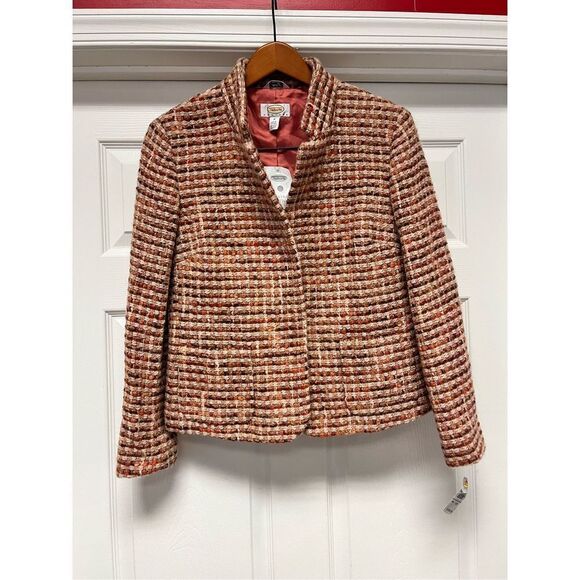 Vintage Talbots Italian Fabric Boucle Pink & Orange Blazer sz 10P NWT - Picture 2 of 9